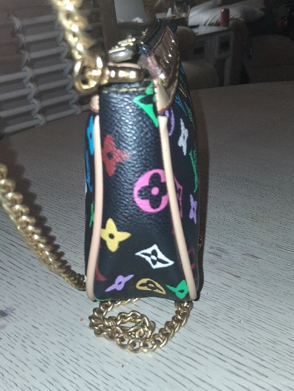 Black Multicolor Monogram Mini Bag with Gold Chain. Last Markdown. Firm Price - Picture 5 of 15